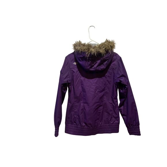SIMS Snowboarding 76 Jacket Purple Fur Hooded Size Med Women's Snap Full Zip - Picture 3 of 8